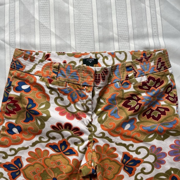 Y2K J.Crew City Fit Stretch Chino Floral Pants Women’s 8 Retro Preppy Trousers - Picture 3 of 12